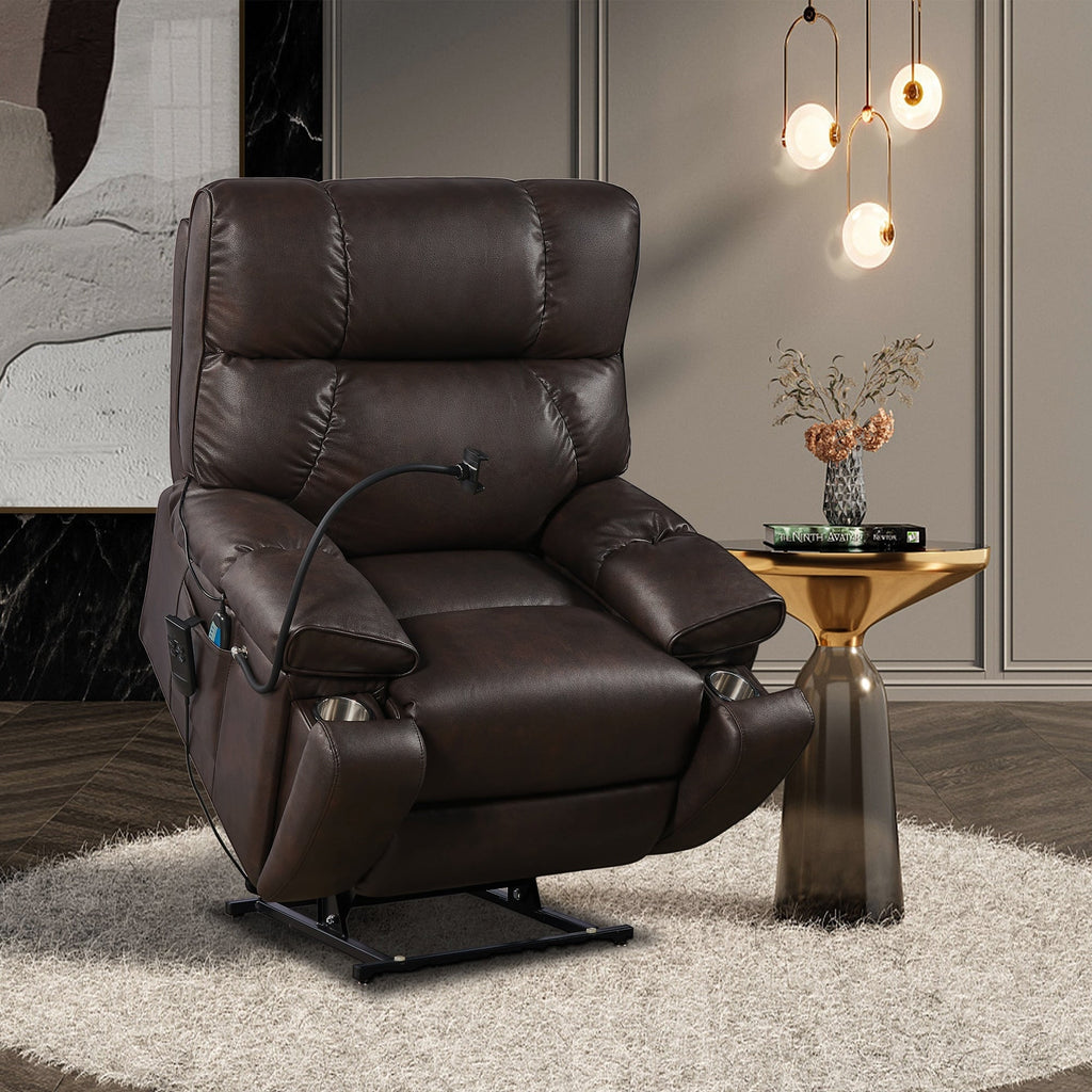 Christopher Knight Home - Fauteuil inclinable électrique avec deux moteurs, massage, chauffage, porte-gobelets et support de téléphone réglable