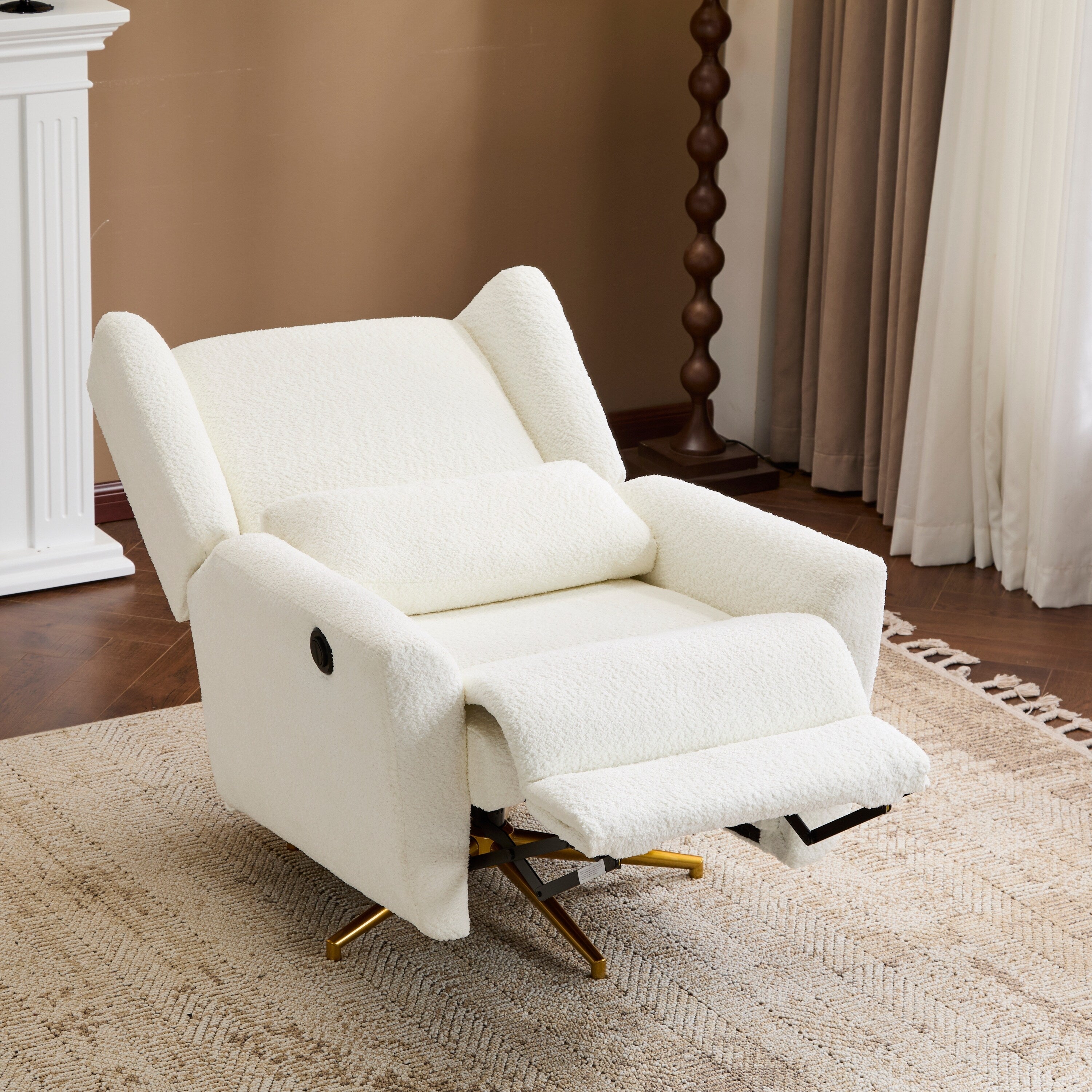 Christopher Knight Home - Fauteuil inclinable pivotant électrique Starling avec base en métal doré