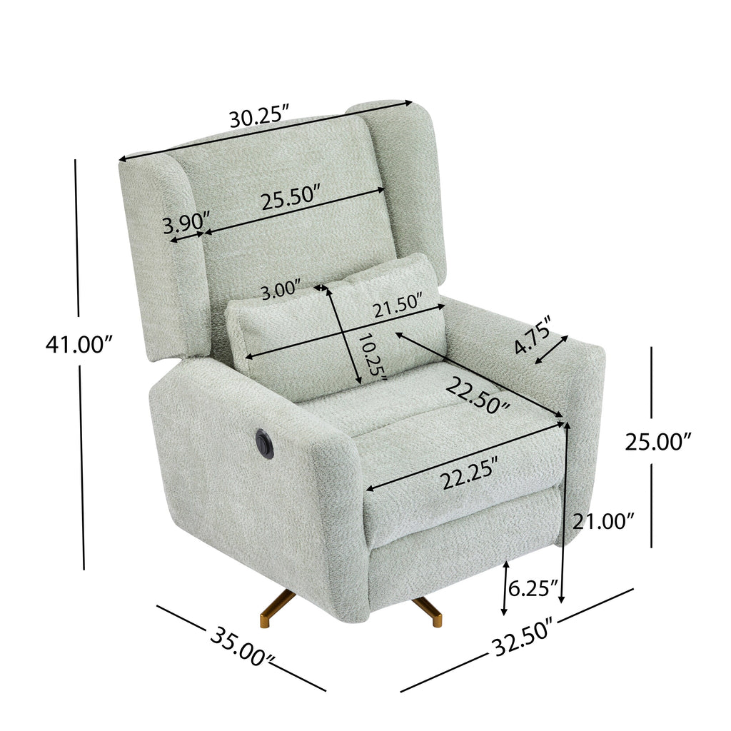 Christopher Knight Home - Fauteuil inclinable pivotant électrique Starling avec base en métal doré