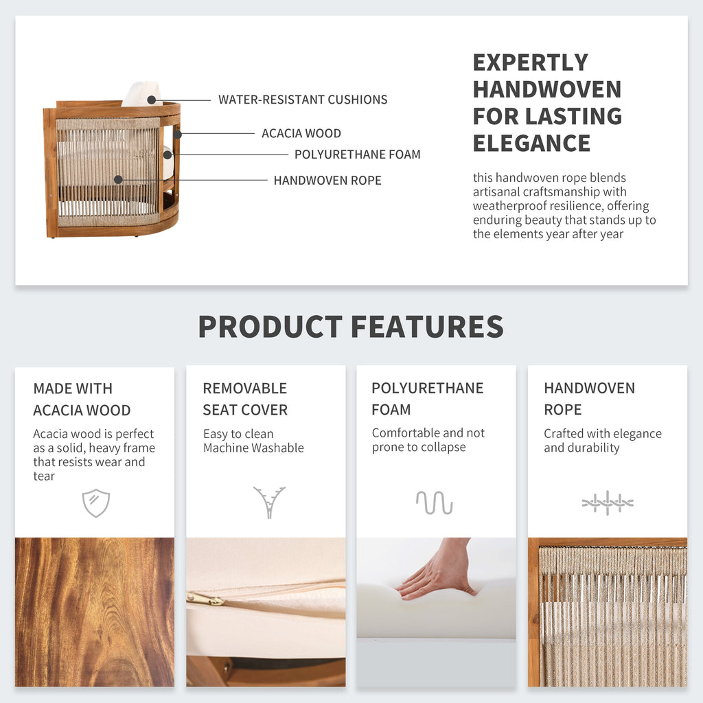 Christopher Knight Home - Ensemble de conversation d'extérieur Sophia 4 pièces en bois d'acacia