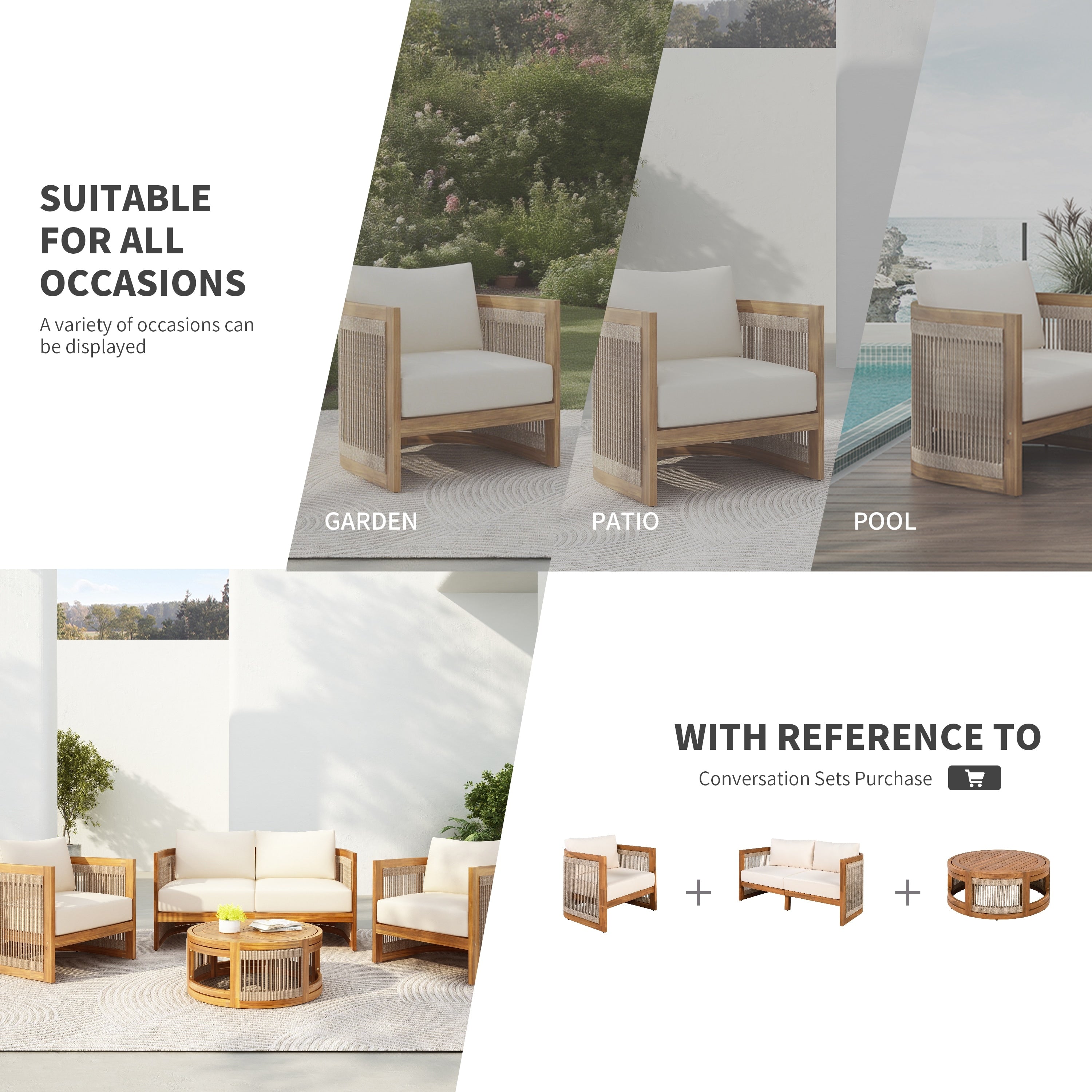 Christopher Knight Home - Ensemble de conversation d'extérieur Sophia 4 pièces en bois d'acacia