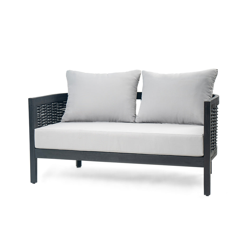 Christopher Knight Home Burchett Ensemble causeuse et table basse d'extérieur en bois d'acacia avec coussins Sunbrella en option