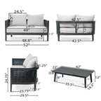 Christopher Knight Home Burchett Ensemble causeuse et table basse d'extérieur en bois d'acacia avec coussins Sunbrella en option