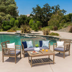 Ensemble de salon de jardin Caydon 4 pièces en bois d'acacia par Christopher Knight Home
