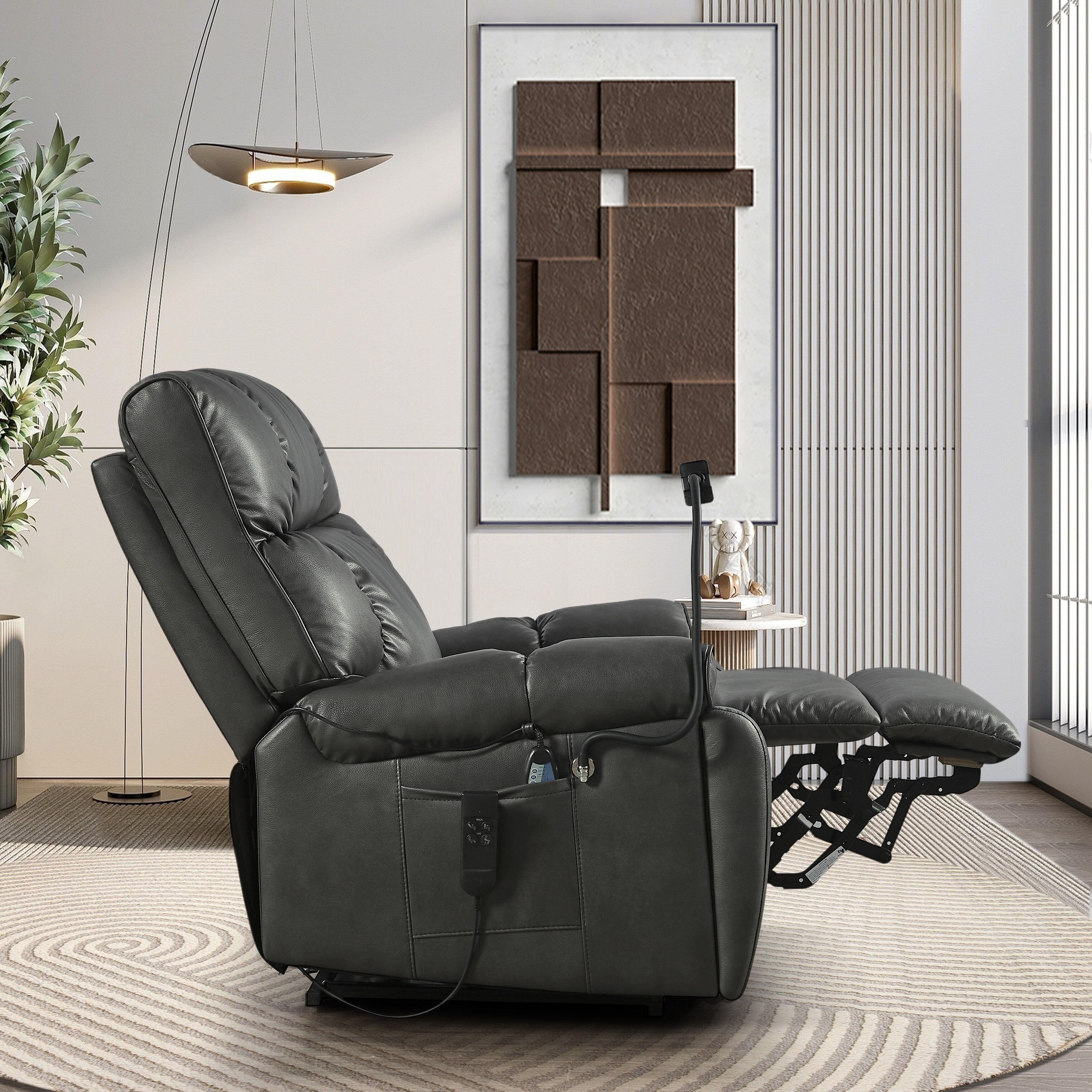 Fauteuil inclinable de massage électrique Christopher Knight Home Motors avec support pour téléphone