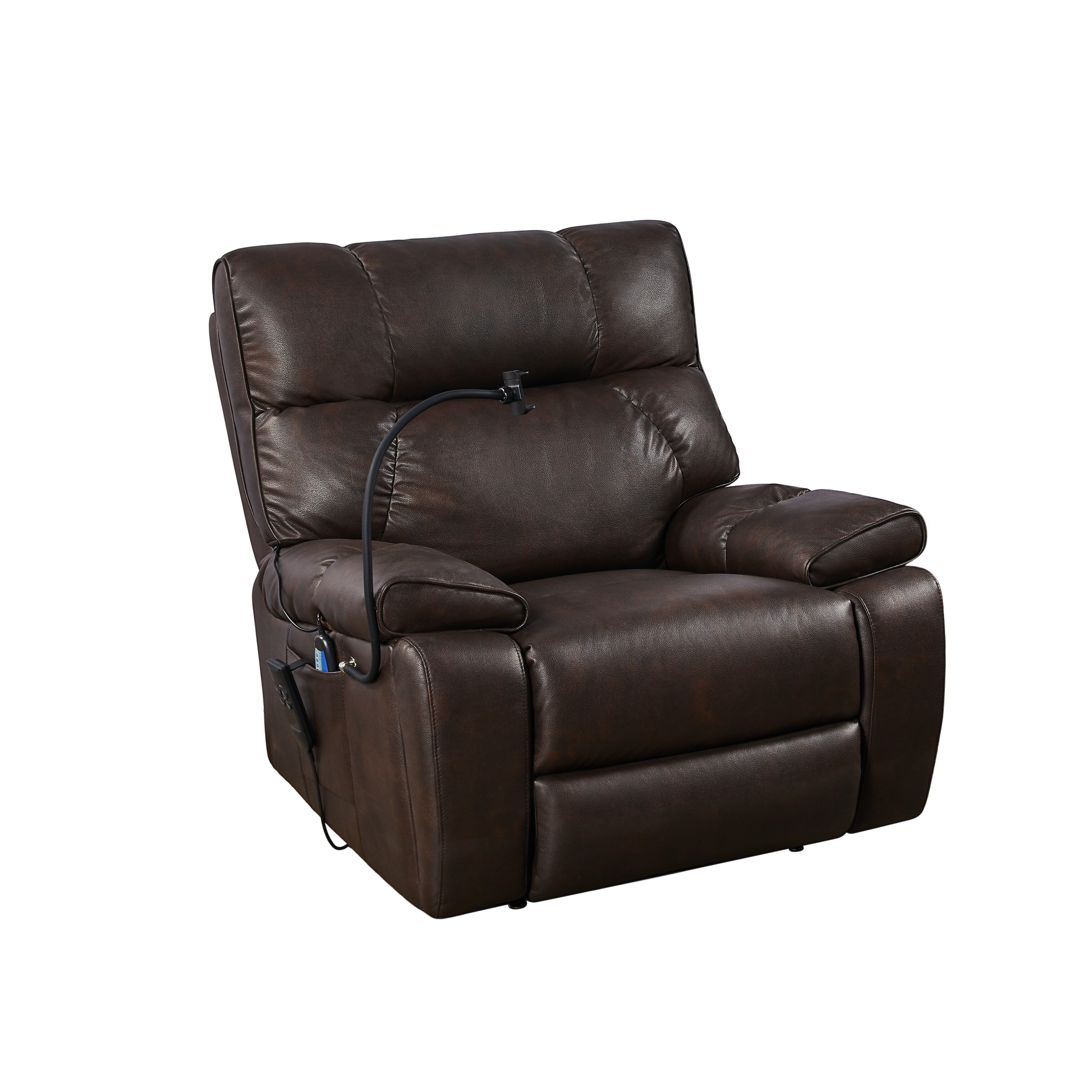 Fauteuil inclinable de massage électrique Christopher Knight Home Motors avec support pour téléphone