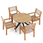 Ensemble de salle à manger d'extérieur 5 pièces avec table ronde et chaises d'appoint en corde de Christopher Knight Home