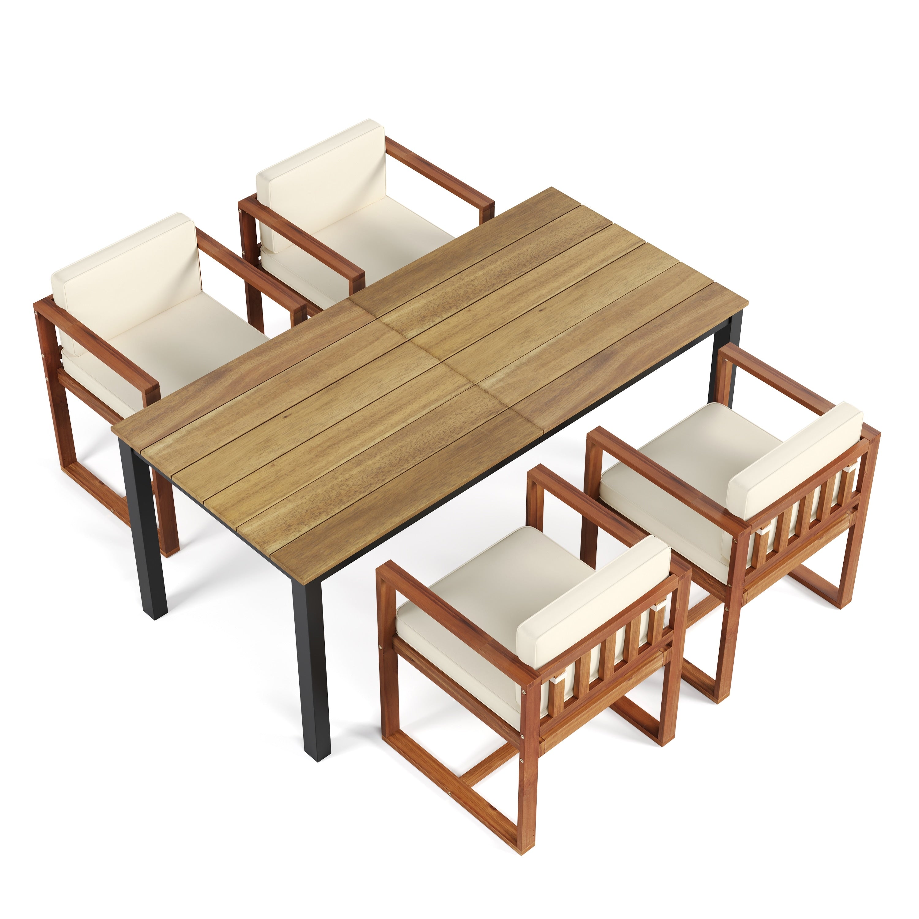 Christopher Knight Home Ensemble de salle à manger d'extérieur rustique en bois d'acacia 5 pièces