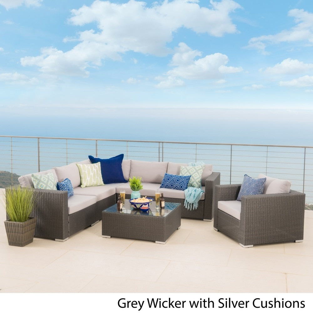 Christopher Knight Home Santa Rosa Ensemble de salon d'extérieur 7 pièces en osier