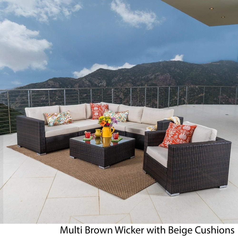 Christopher Knight Home Santa Rosa Ensemble de salon d'extérieur 7 pièces en osier