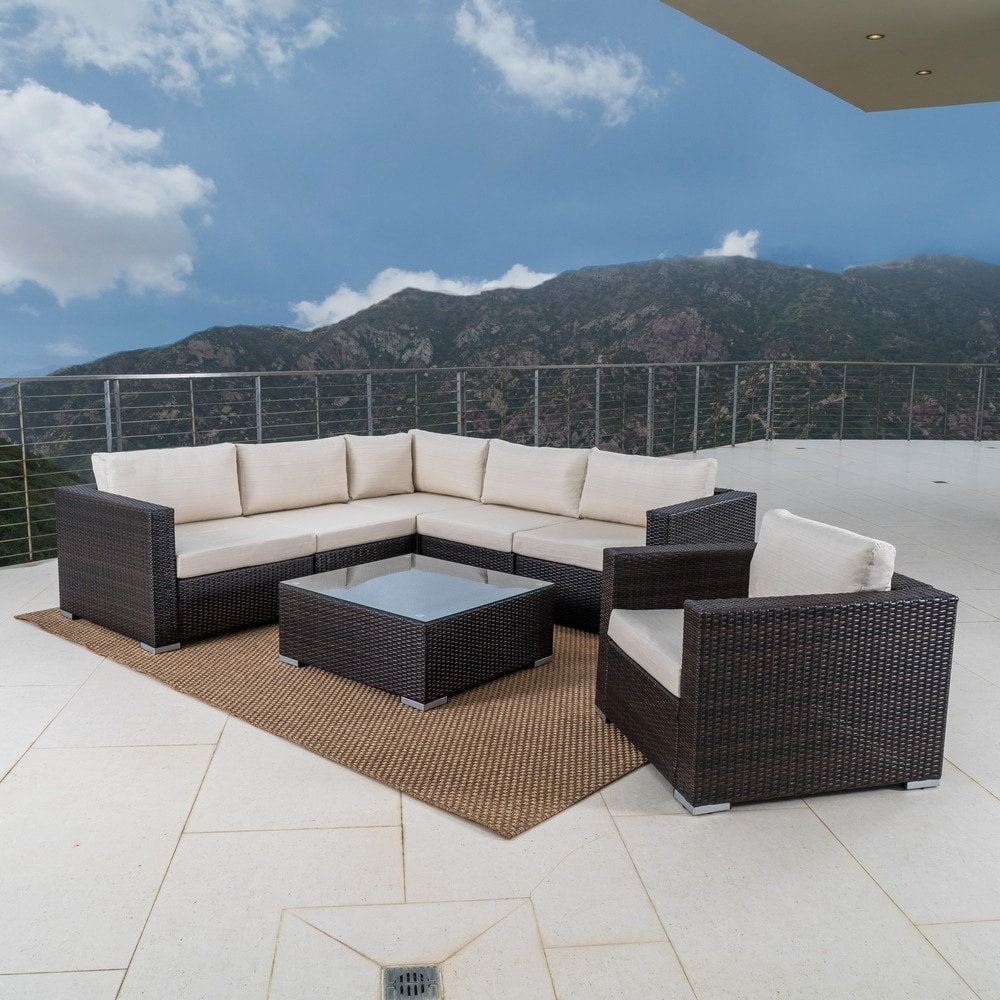 Christopher Knight Home Santa Rosa Ensemble de salon d'extérieur 7 pièces en osier