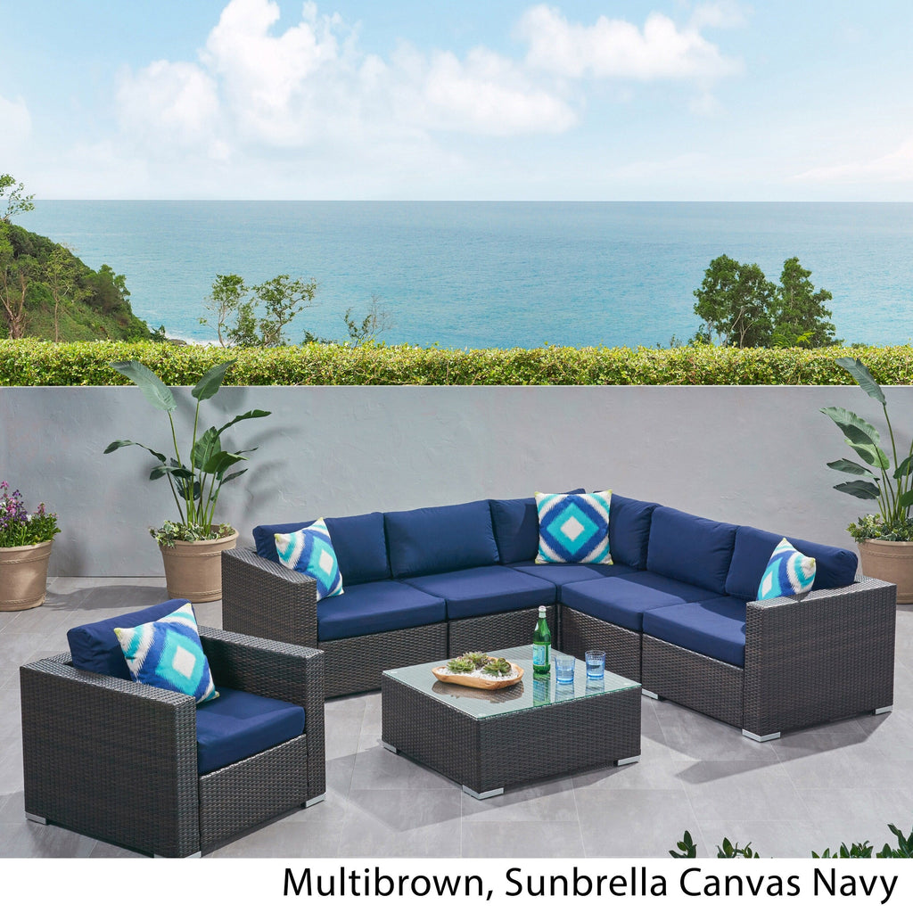 Christopher Knight Home Santa Rosa Ensemble de salon d'extérieur 7 pièces en osier