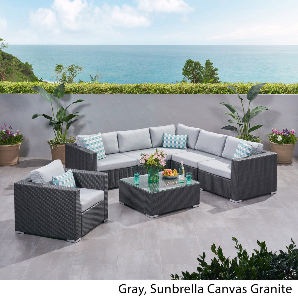 Christopher Knight Home Santa Rosa Ensemble de salon d'extérieur 7 pièces en osier