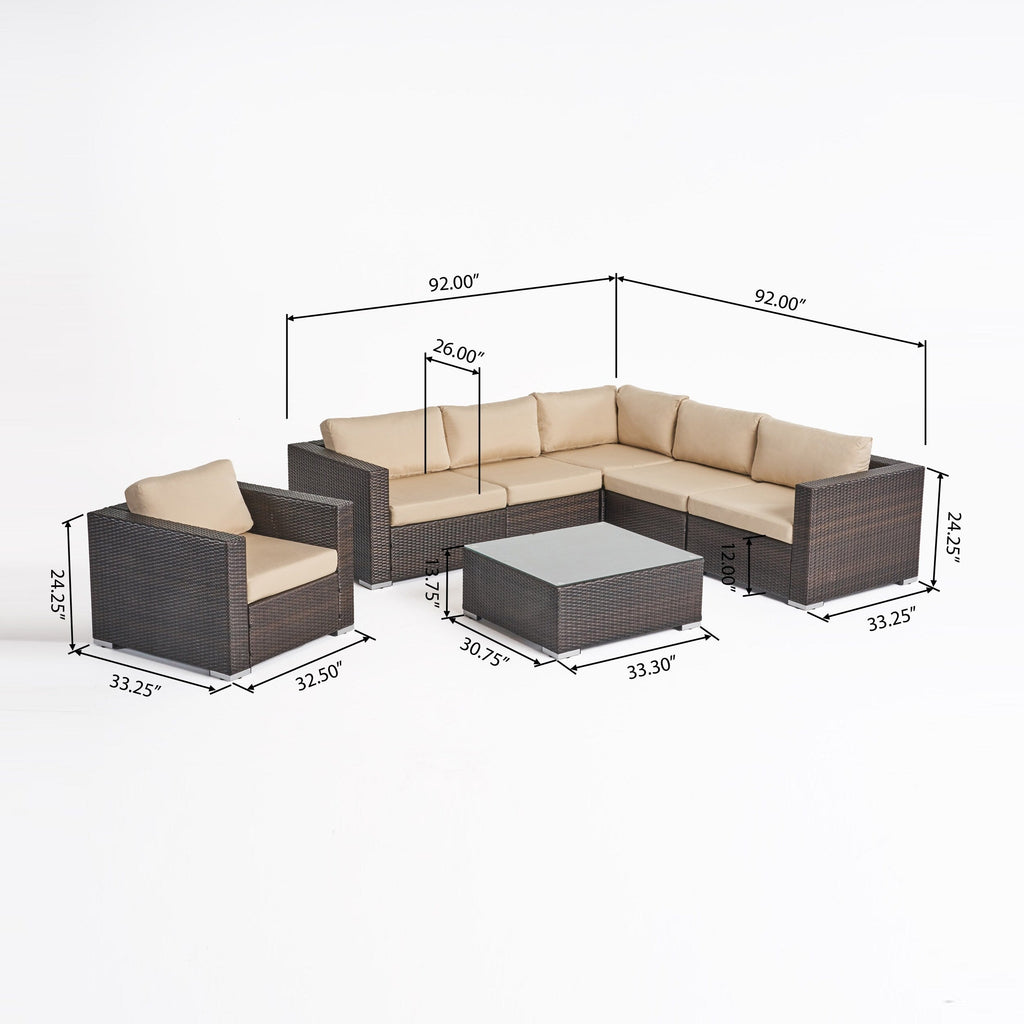 Christopher Knight Home Santa Rosa Ensemble de salon d'extérieur 7 pièces en osier