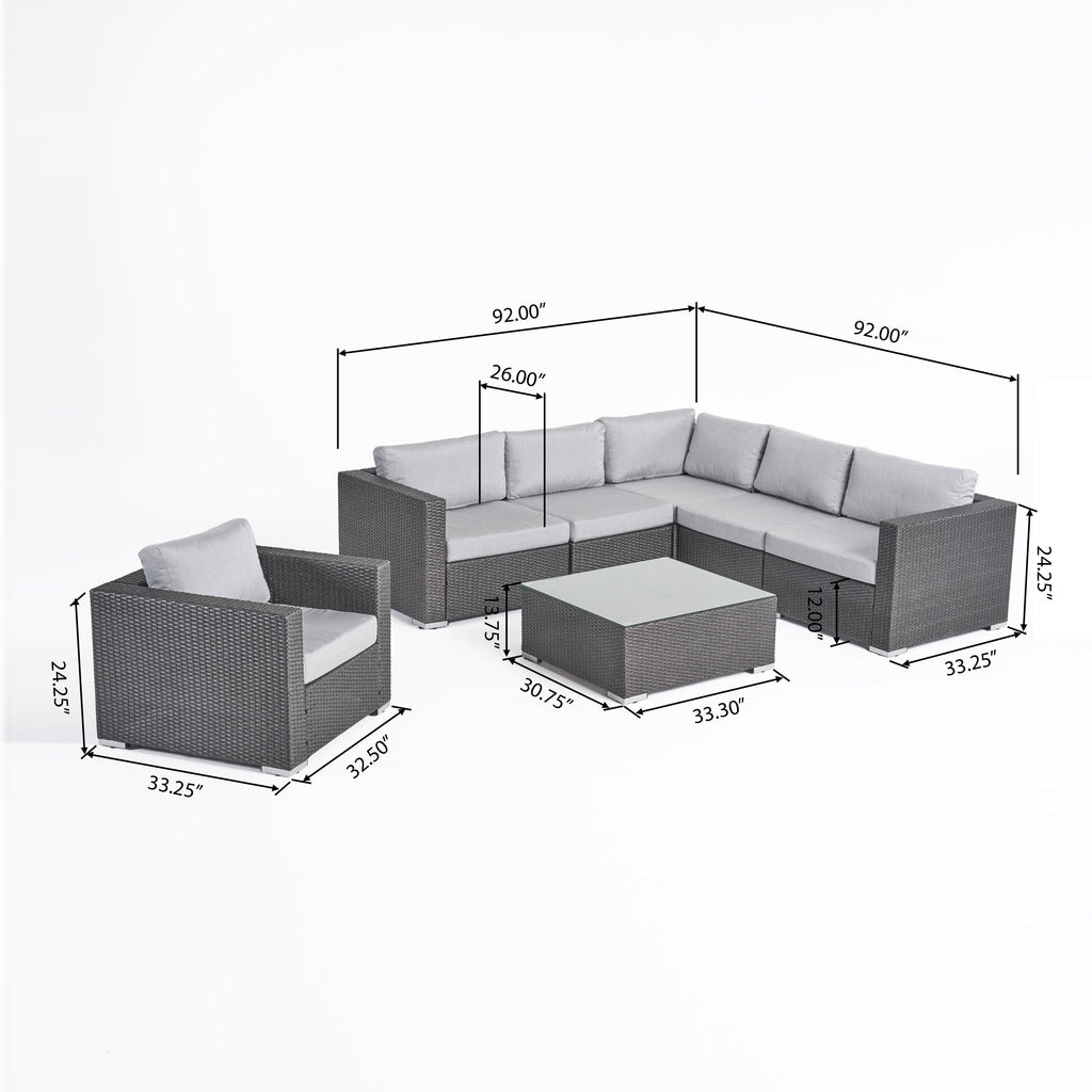 Christopher Knight Home Santa Rosa Ensemble de salon d'extérieur 7 pièces en osier