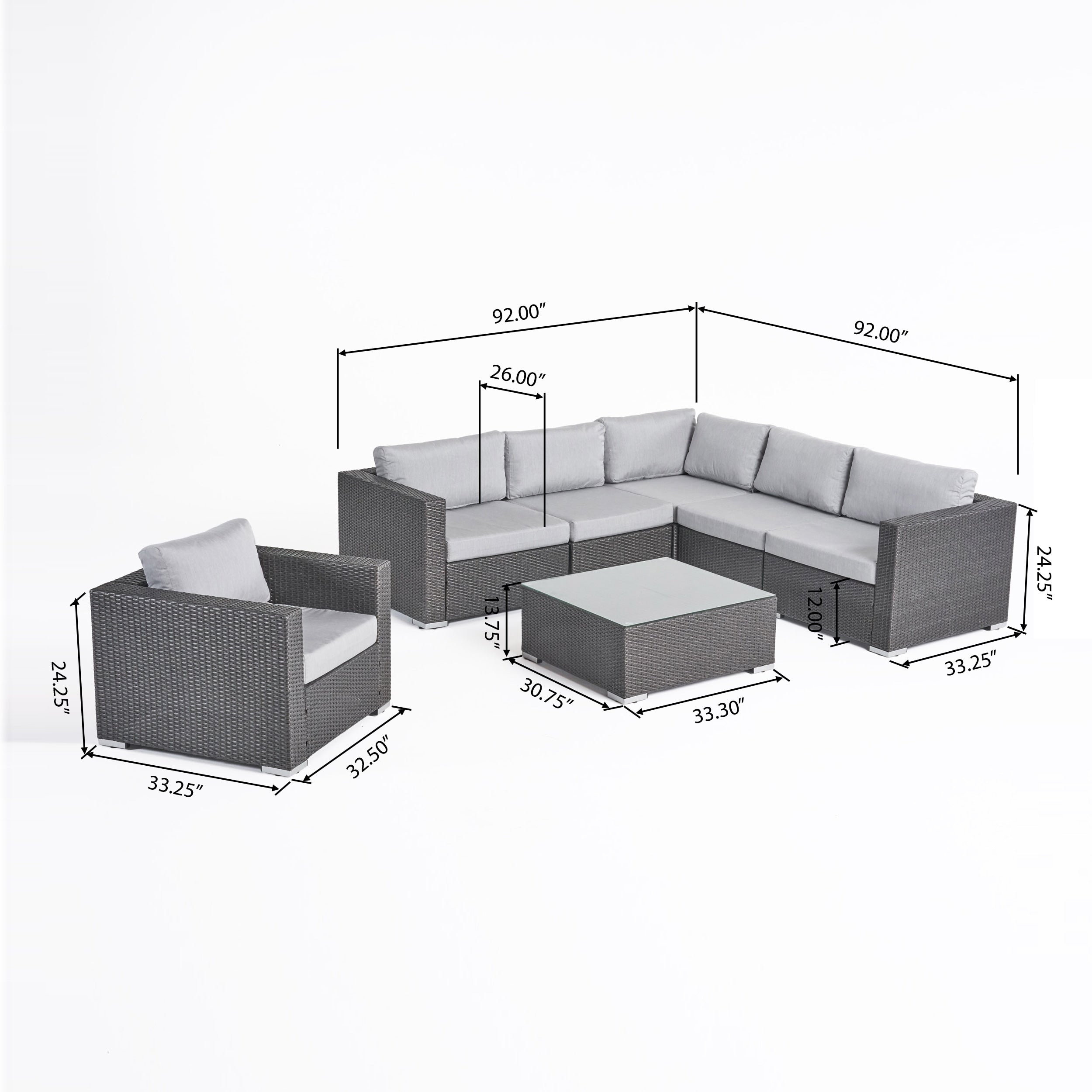 Christopher Knight Home Santa Rosa Ensemble de salon d'extérieur 7 pièces en osier