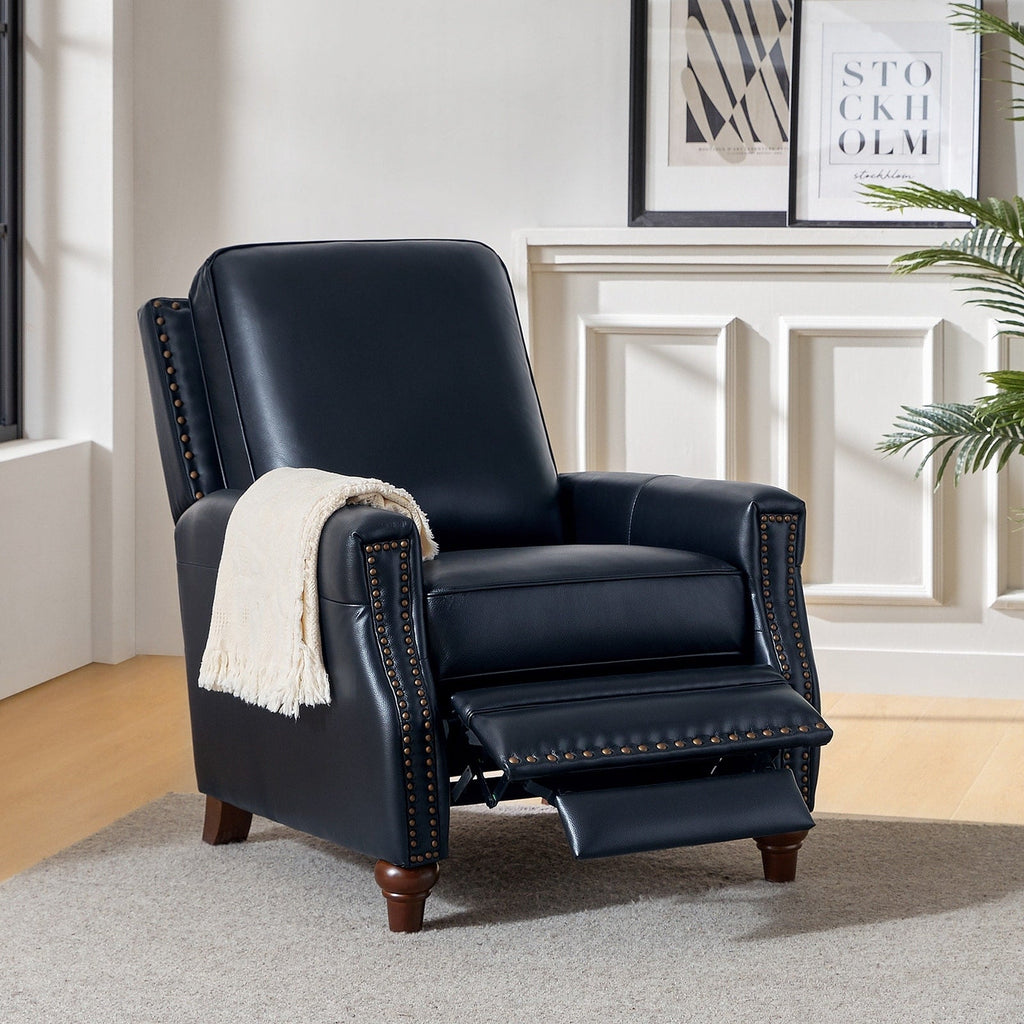 Fauteuil inclinable moderne en cuir véritable de style cigare avec garniture cloutée par HULALA HOME