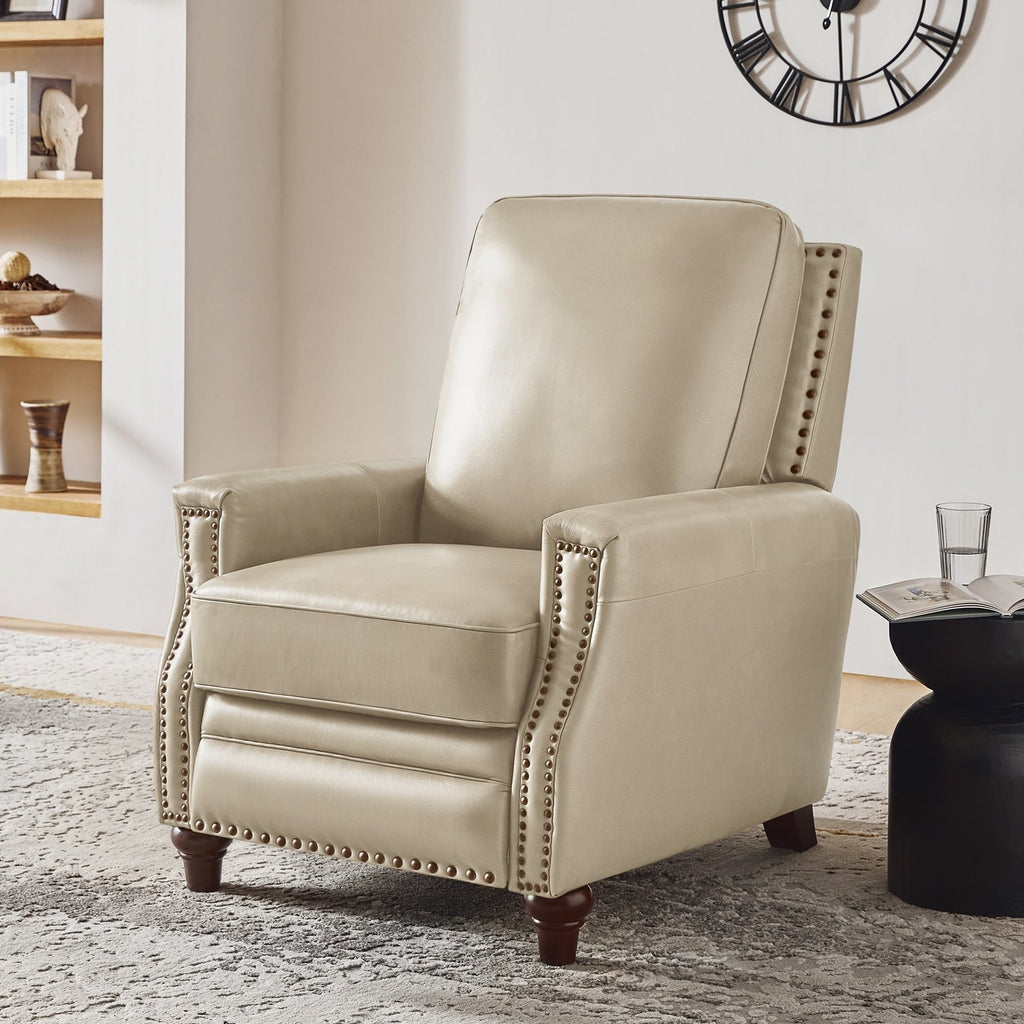Fauteuil inclinable moderne en cuir véritable de style cigare avec garniture cloutée par HULALA HOME