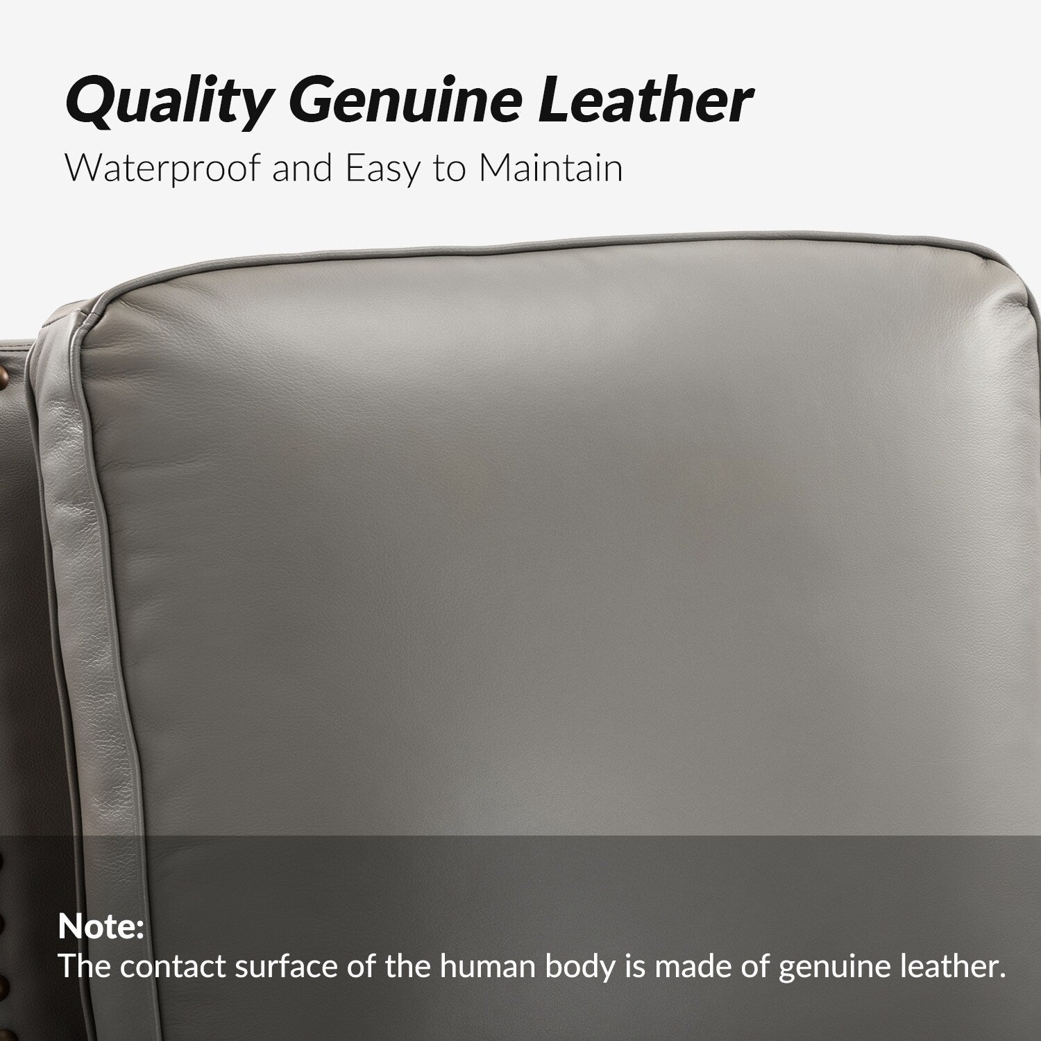 Fauteuil inclinable moderne en cuir véritable de style cigare avec garniture cloutée par HULALA HOME