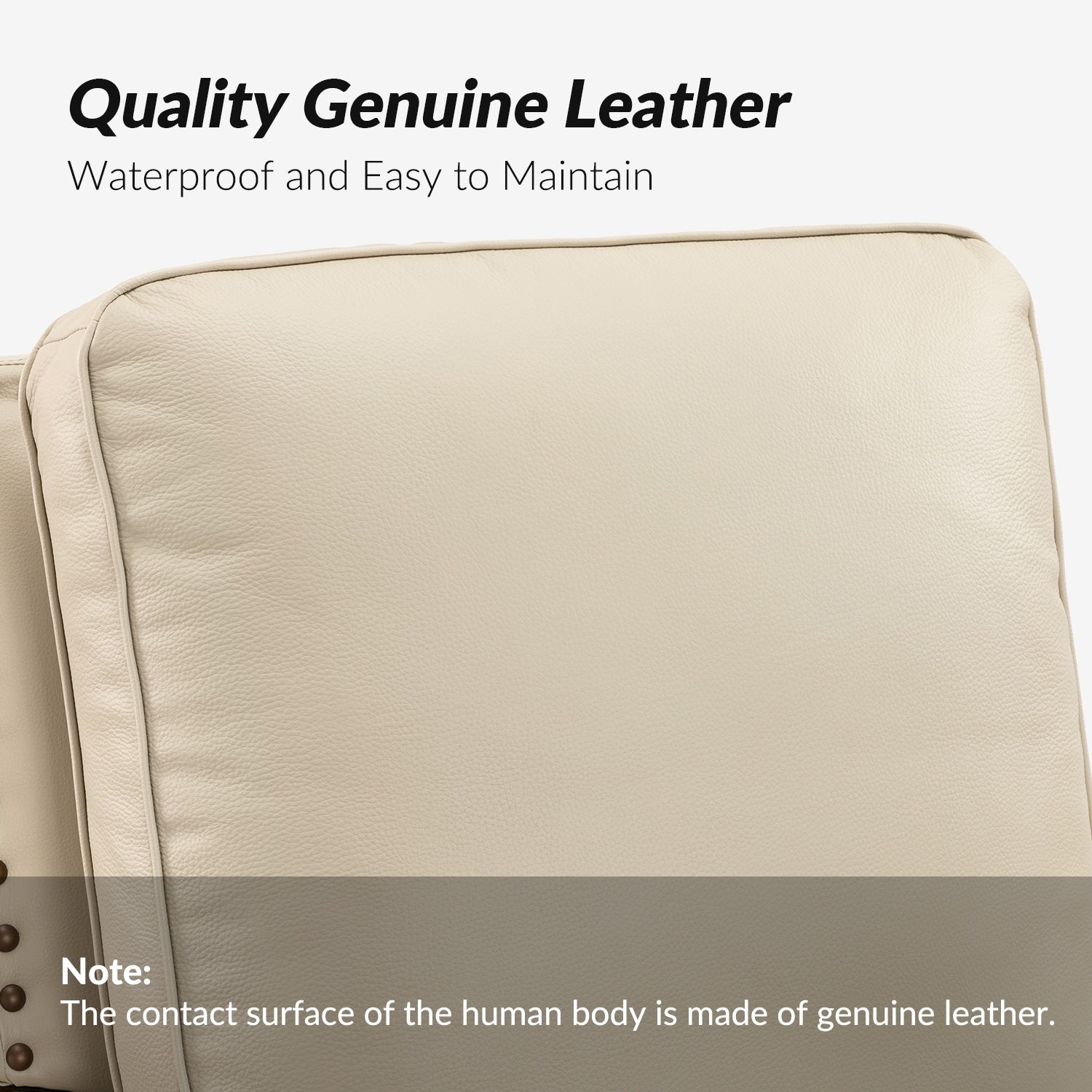 Fauteuil inclinable moderne en cuir véritable de style cigare avec garniture cloutée par HULALA HOME