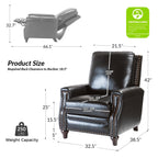 Fauteuil inclinable moderne en cuir véritable de style cigare avec garniture cloutée par HULALA HOME