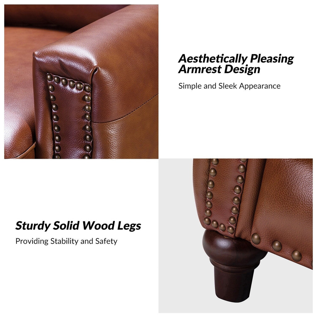 Fauteuil inclinable moderne en cuir véritable de style cigare avec garniture cloutée par HULALA HOME