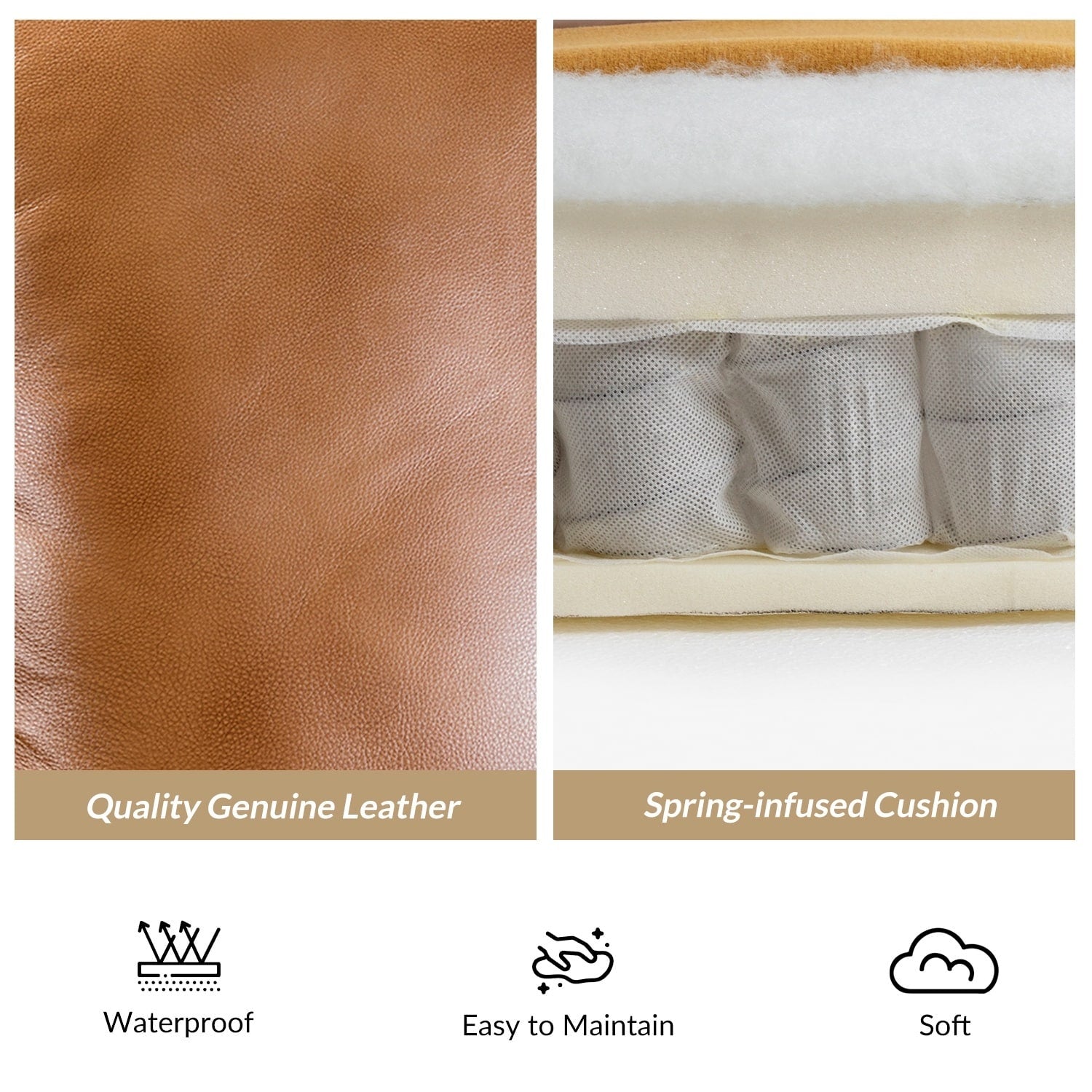 Fauteuil inclinable moderne en cuir véritable de style cigare avec garniture cloutée par HULALA HOME