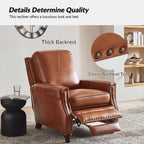 Fauteuil inclinable moderne en cuir véritable de style cigare avec garniture cloutée par HULALA HOME