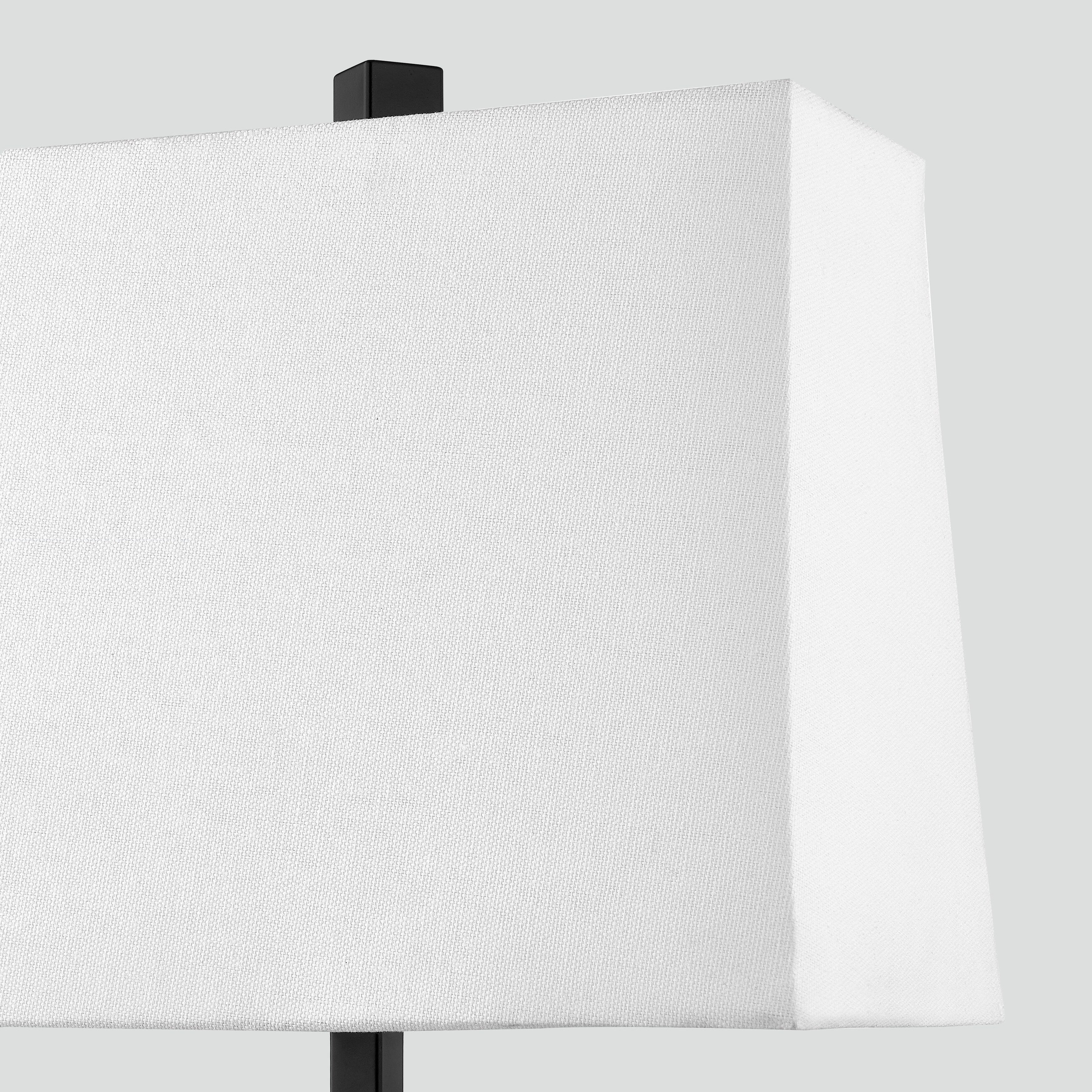 Lampe de table en métal noir avec abat-jour blanc style cadre de porte, deux ports de charge USB, prise secteur, abat-jour blanc (lot de 2)