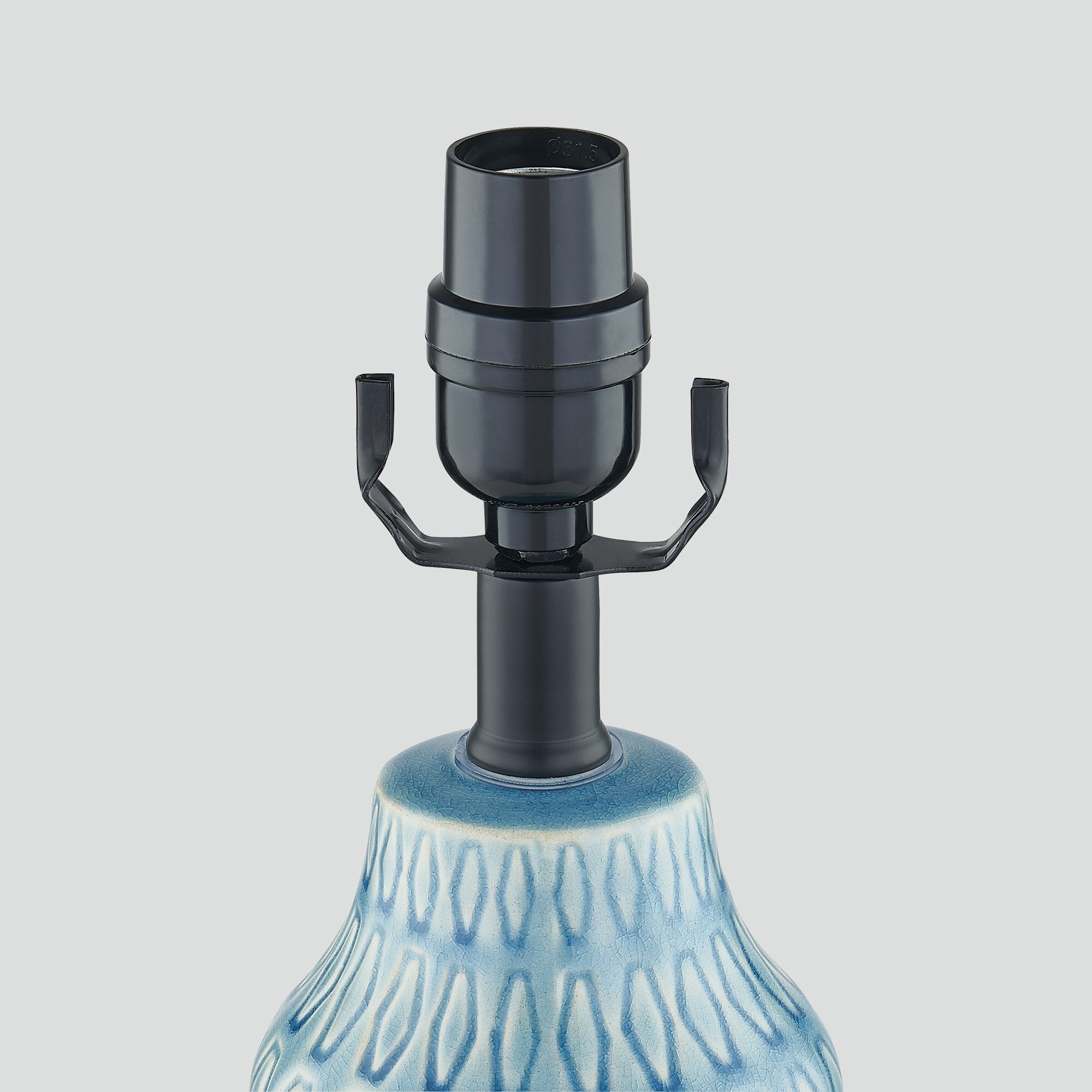 Lampe de table en céramique bleue avec variateur tactile à 3 positions et deux ports de charge USB (lot de 2) - 28 x 28 x 58 cm (L x l x H)