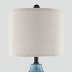 Lampe de table en céramique bleue avec variateur tactile à 3 positions et deux ports de charge USB (lot de 2) - 28 x 28 x 58 cm (L x l x H)