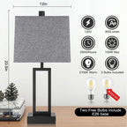 Lampe de table en métal noir avec variateur tactile et ports de charge (lot de 2) - 30,5 x 16,5 x 60 cm (L x l x H)