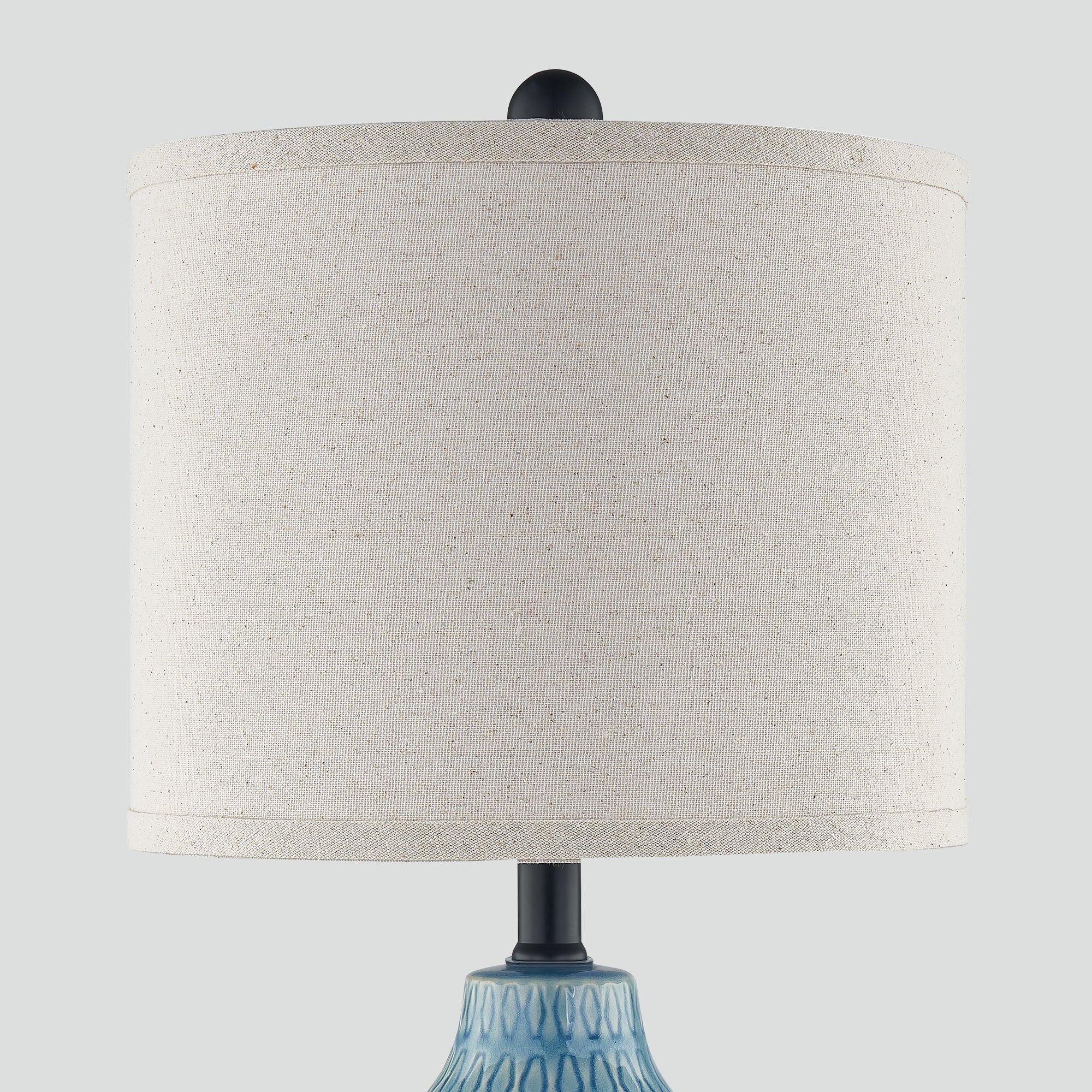 Lampe de table en céramique bleue avec variateur tactile à 3 positions et deux ports de charge USB (lot de 2) - 28 x 28 x 58 cm (L x l x H)