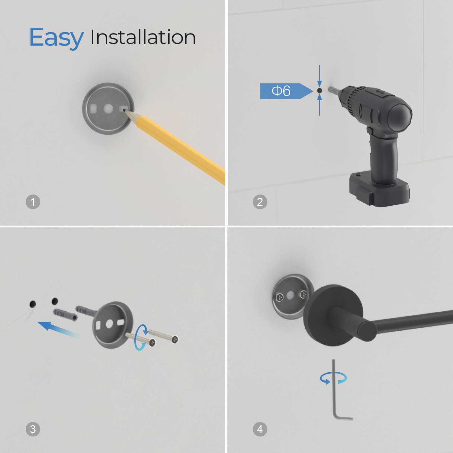 Porte-papier toilette circulaire pour salle de bain