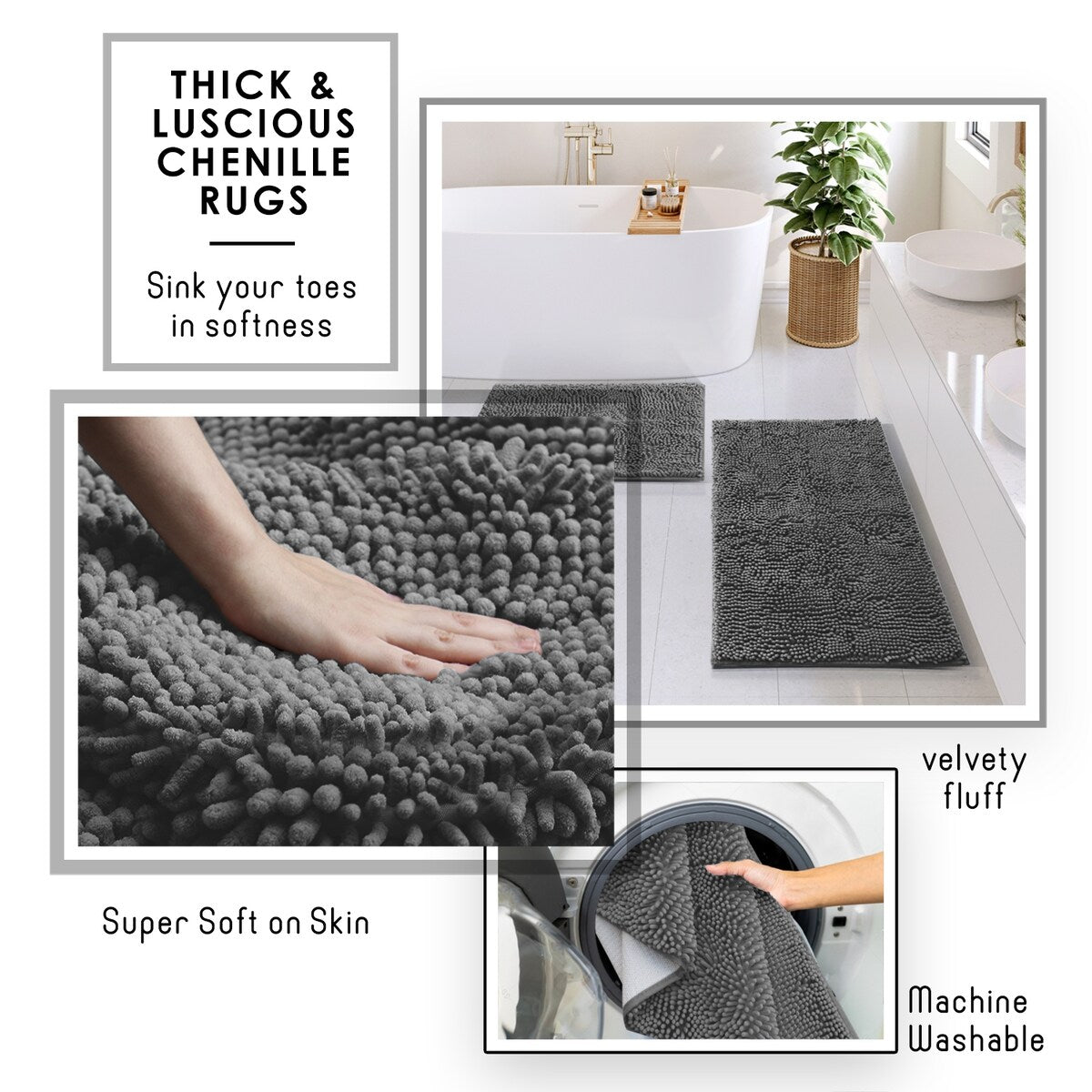 Ensemble d'accessoires de salle de bain en bambou Clara Clark avec rideau de douche, brosse de toilette, poubelle et distributeur de savon