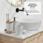 Ensemble d'accessoires de salle de bain en bambou Clara Clark avec rideau de douche, brosse de toilette, poubelle et distributeur de savon