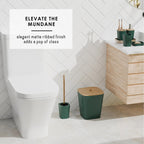 Ensemble d'accessoires de salle de bain en bambou Clara Clark avec rideau de douche, brosse de toilette, poubelle et distributeur de savon