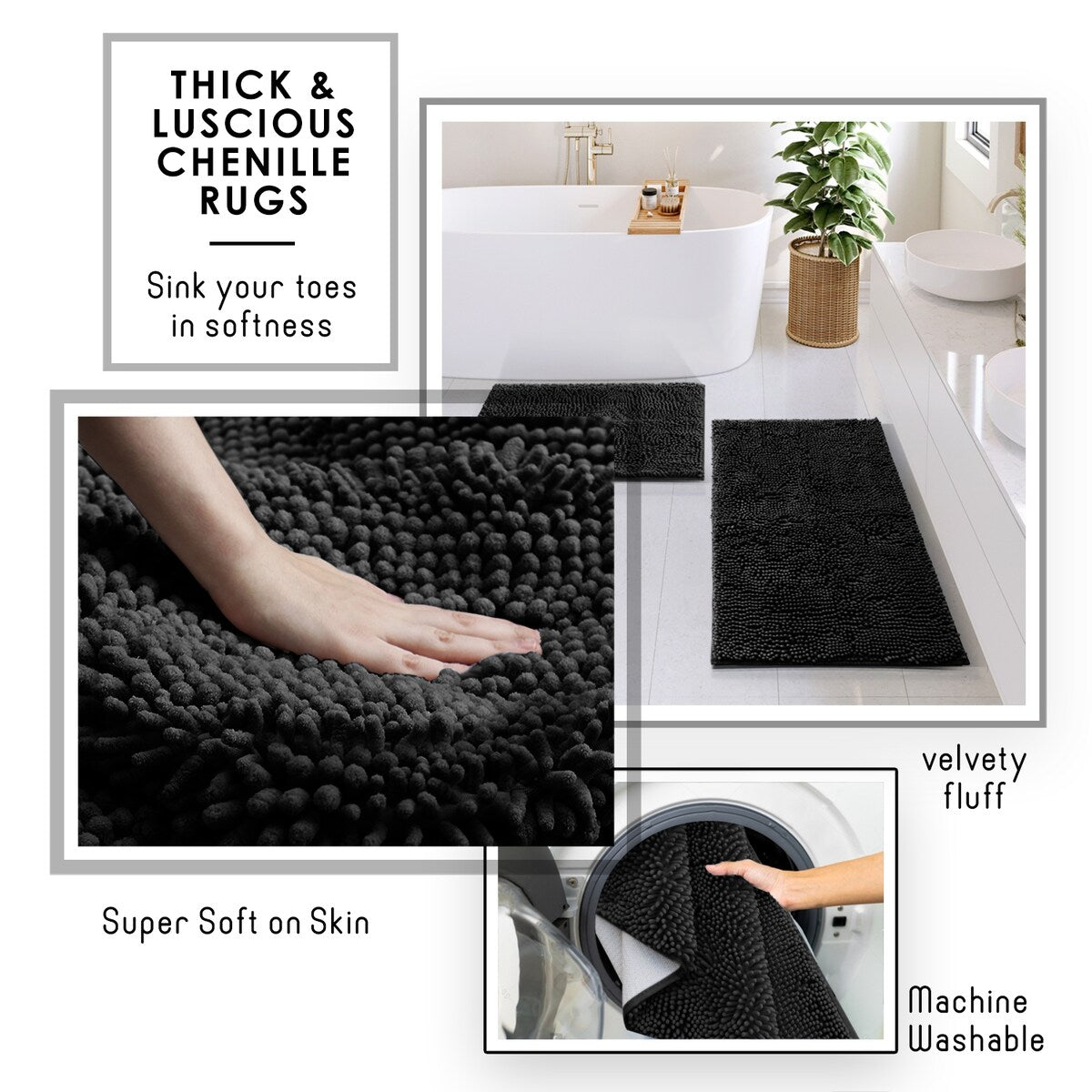 Ensemble d'accessoires de salle de bain en bambou Clara Clark avec rideau de douche, brosse de toilette, poubelle et distributeur de savon