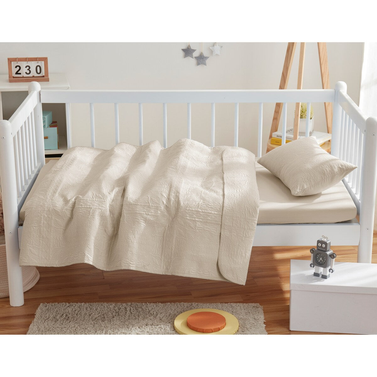 Parure de lit Clara Clark pour tout-petits, ensemble couvre-lit 3 pièces, couette matelassée toutes saisons, drap-housse et taie d'oreiller