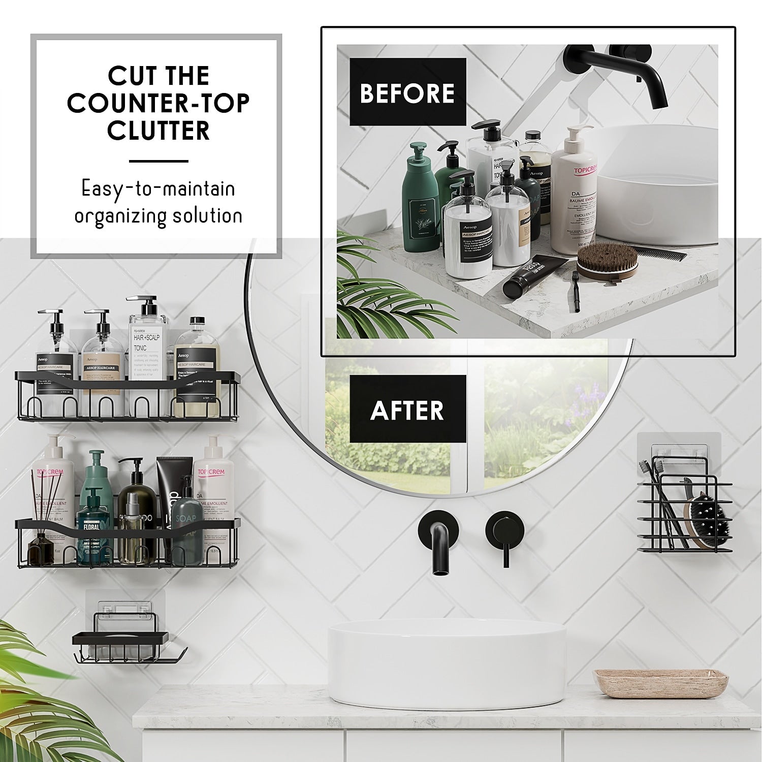 Organisateur de douche adhésif Clara Clark Shower Caddy