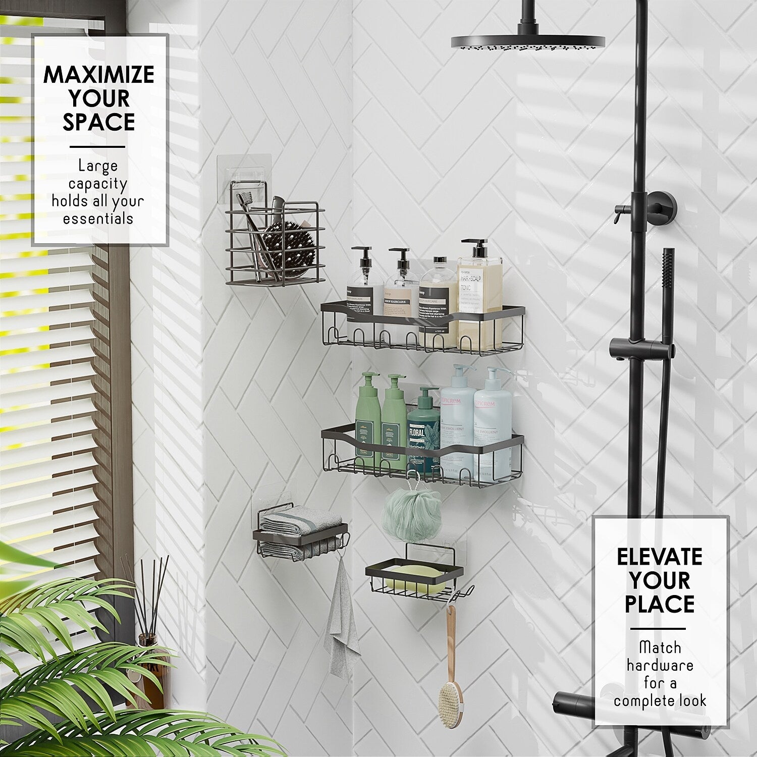 Organisateur de douche adhésif Clara Clark Shower Caddy