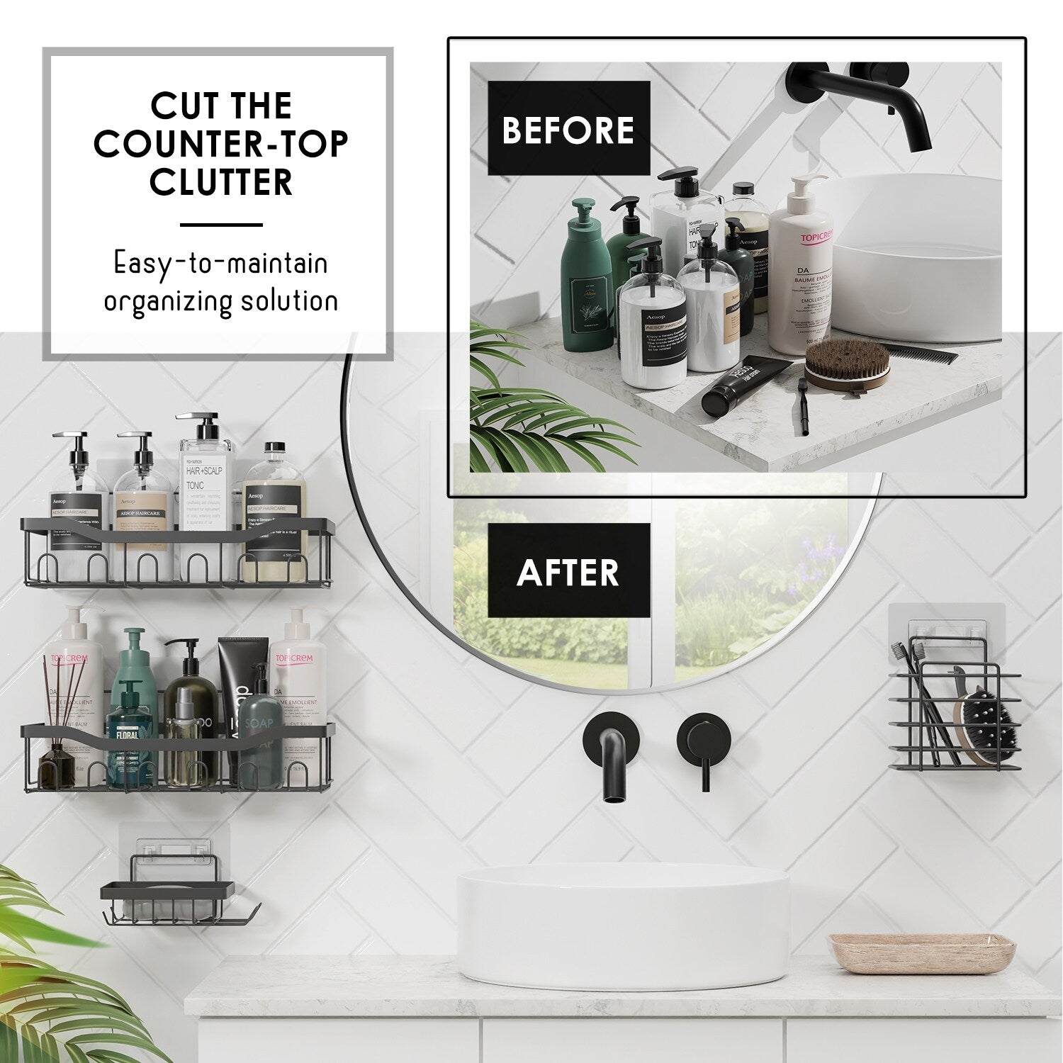 Organisateur de douche adhésif Clara Clark Shower Caddy