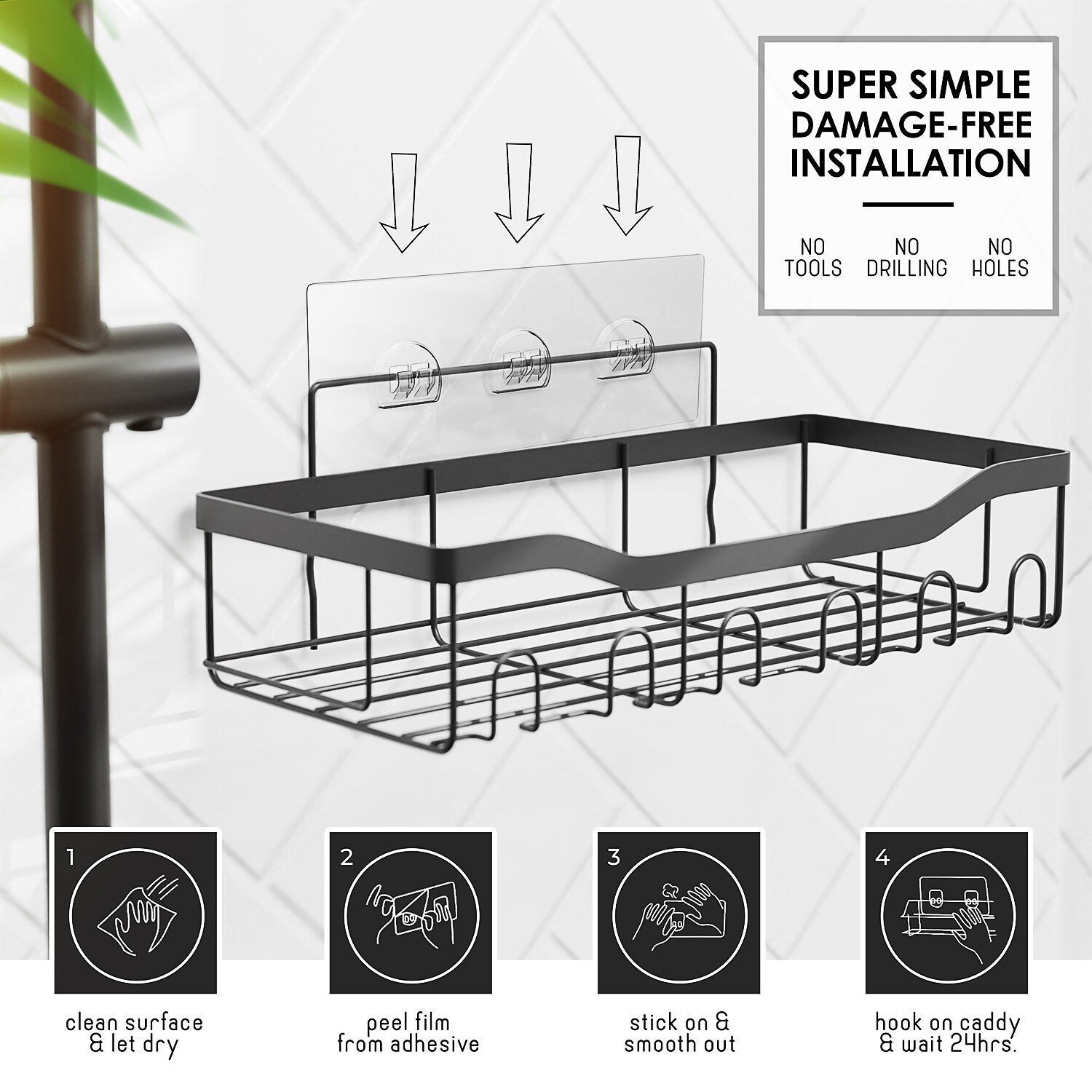 Organisateur de douche adhésif Clara Clark Shower Caddy