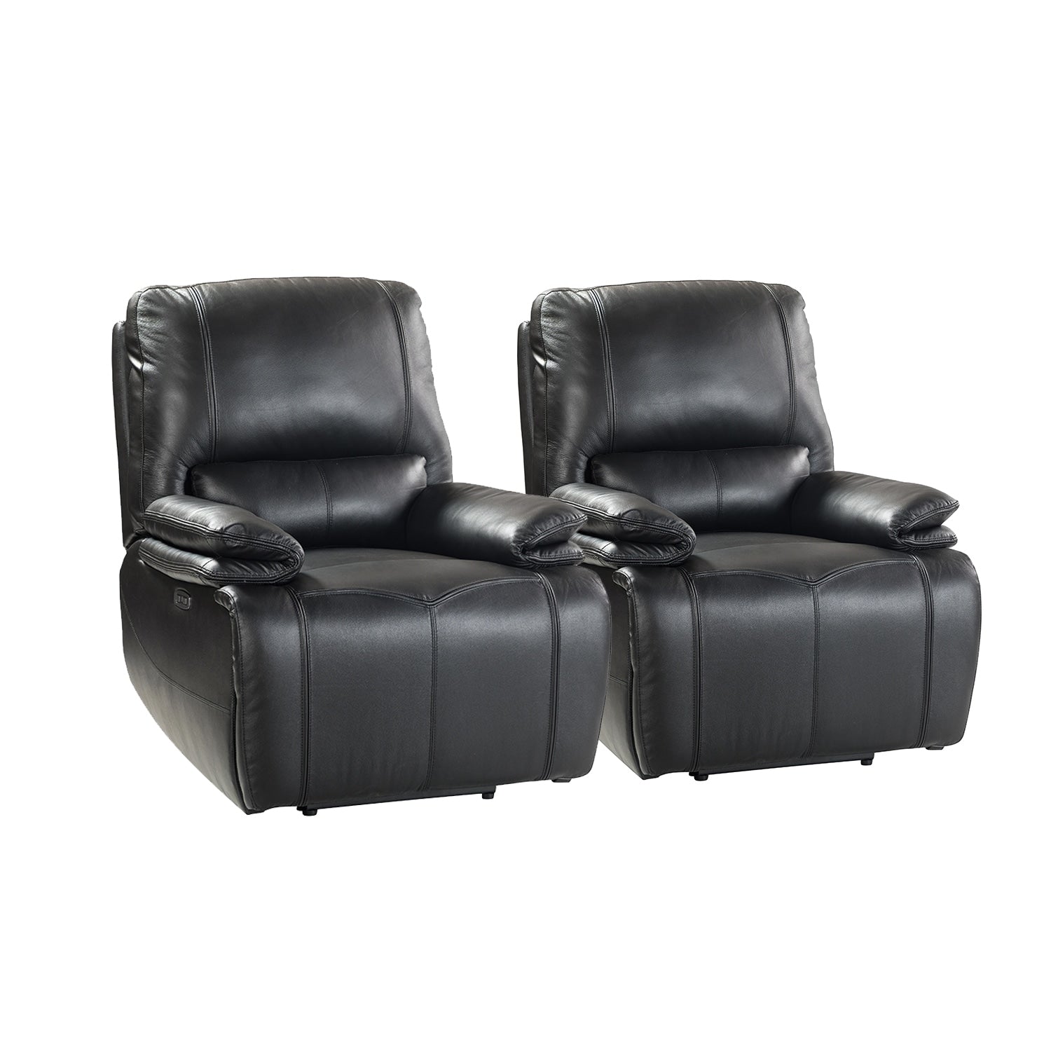 Fauteuil inclinable électrique Clara en cuir véritable avec coussin rembourré, lot de 2
