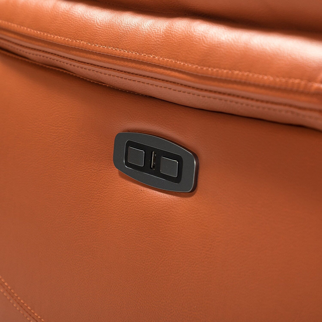 Fauteuil inclinable électrique Clara en cuir véritable avec coussin rembourré, lot de 2