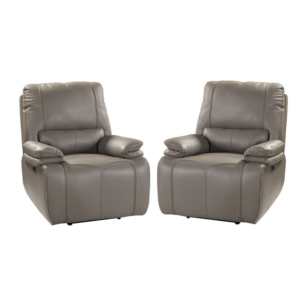 Fauteuil inclinable électrique Clara en cuir véritable avec coussin rembourré, lot de 2