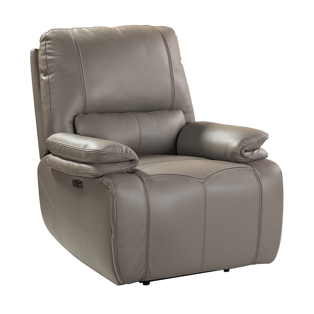 Fauteuil inclinable électrique Clara en cuir véritable avec coussin rembourré, lot de 2
