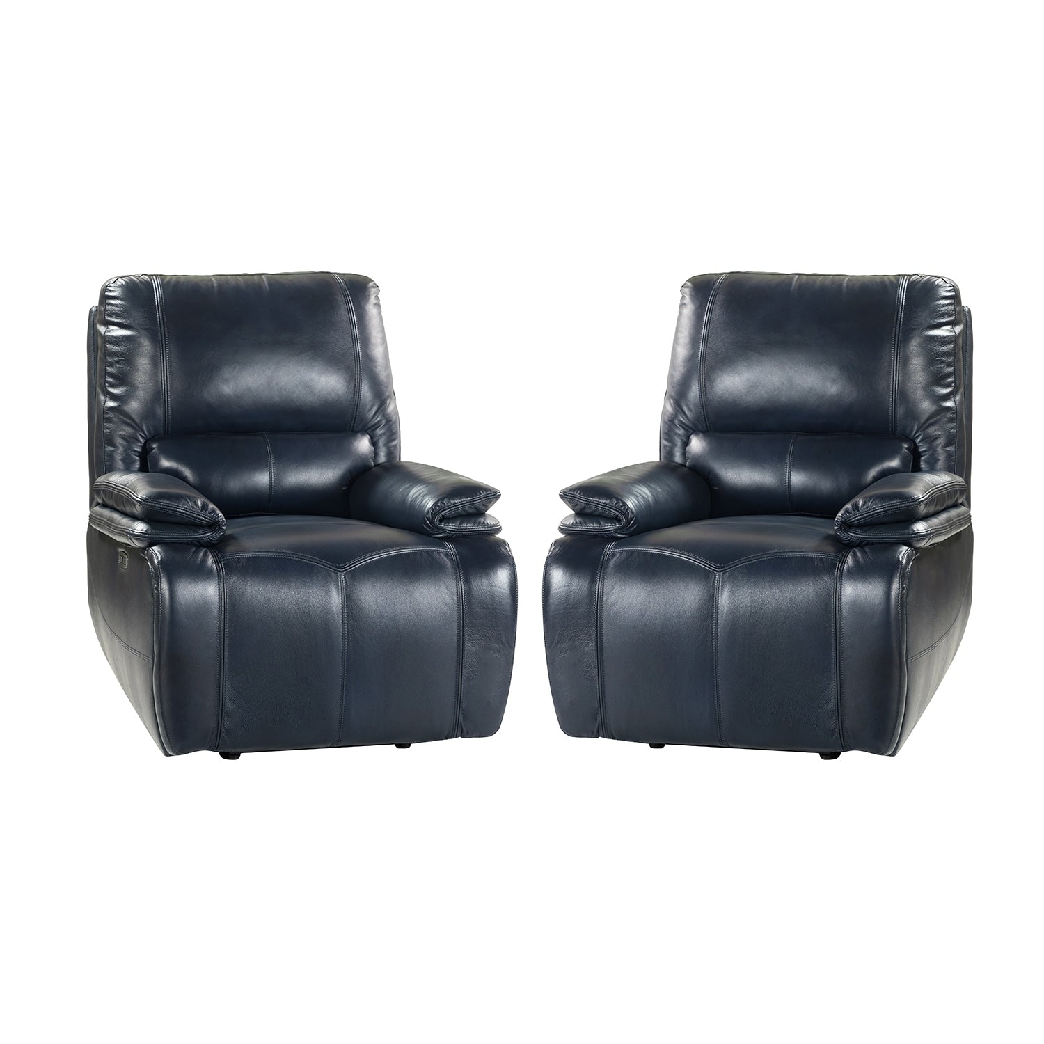 Fauteuil inclinable électrique Clara en cuir véritable avec coussin rembourré, lot de 2