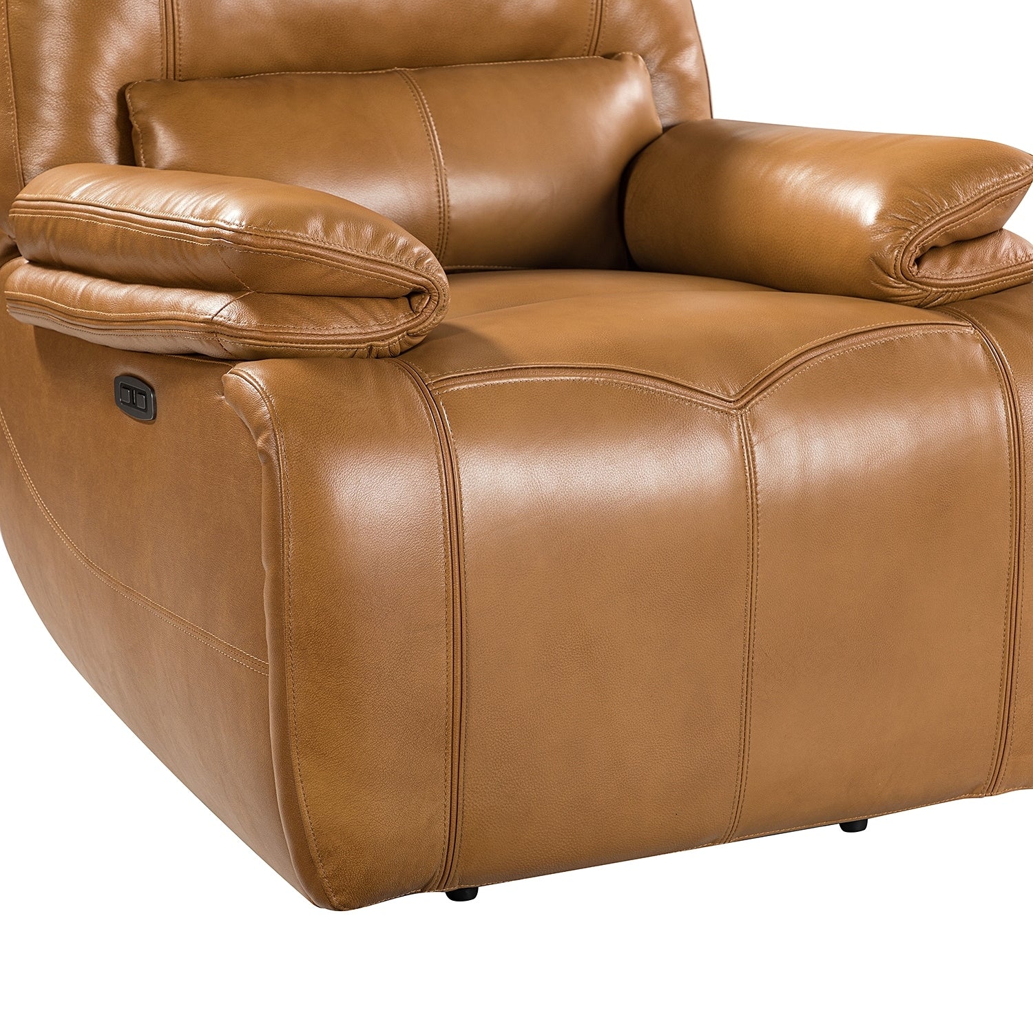Fauteuil inclinable électrique Clara en cuir véritable avec coussin rembourré, lot de 2