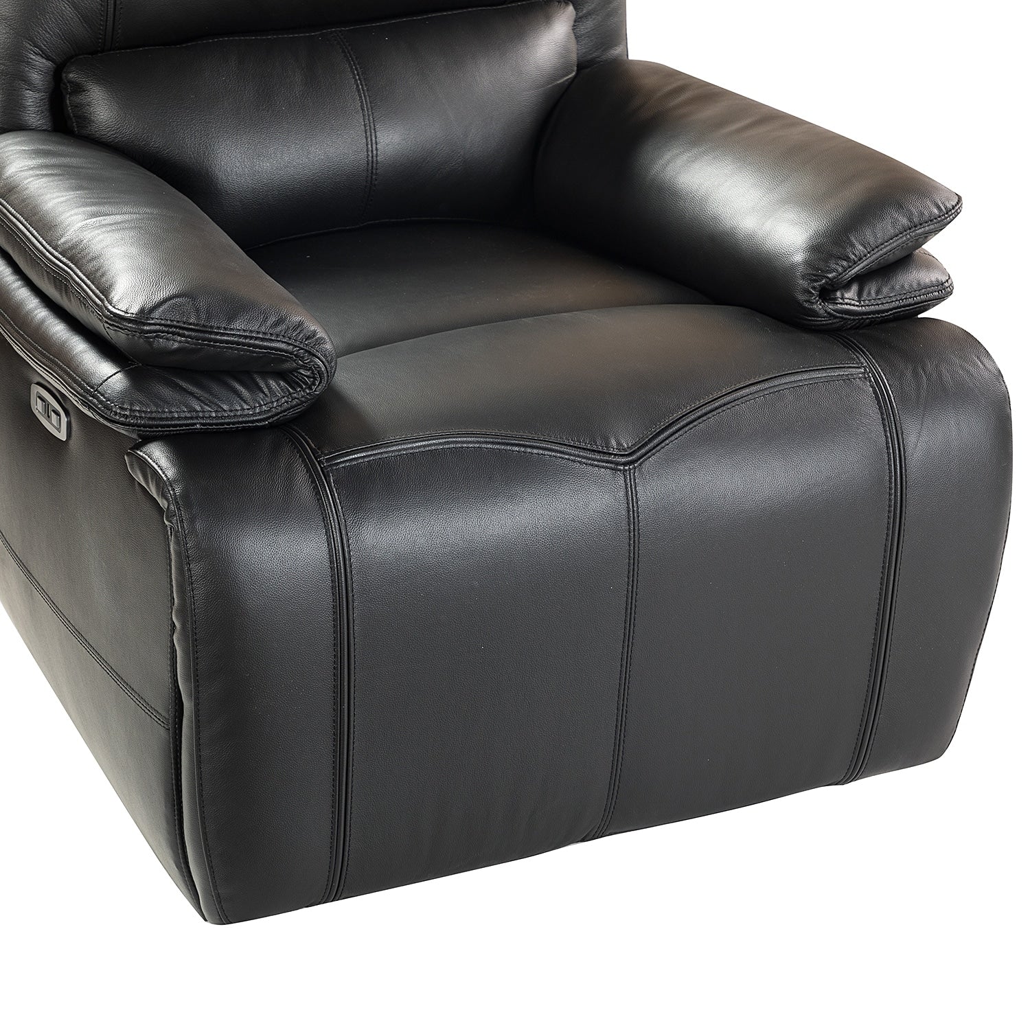 Fauteuil inclinable électrique Clara en cuir véritable avec coussin rembourré, lot de 2